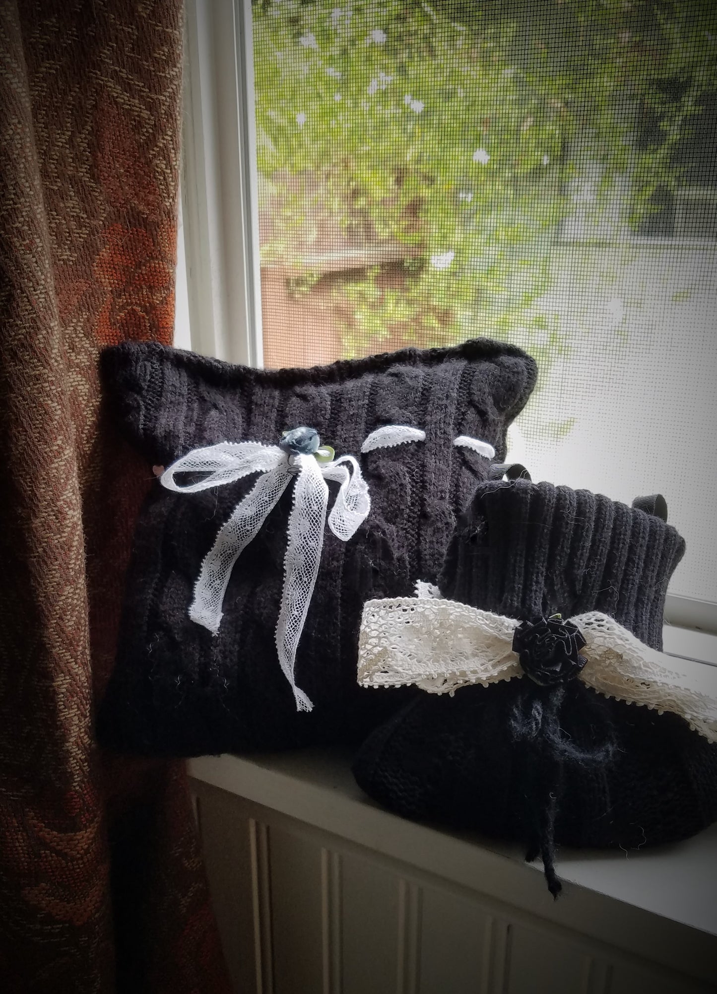 Hand Sewn Lavender Filled Dream or Comfort Pillow in Black