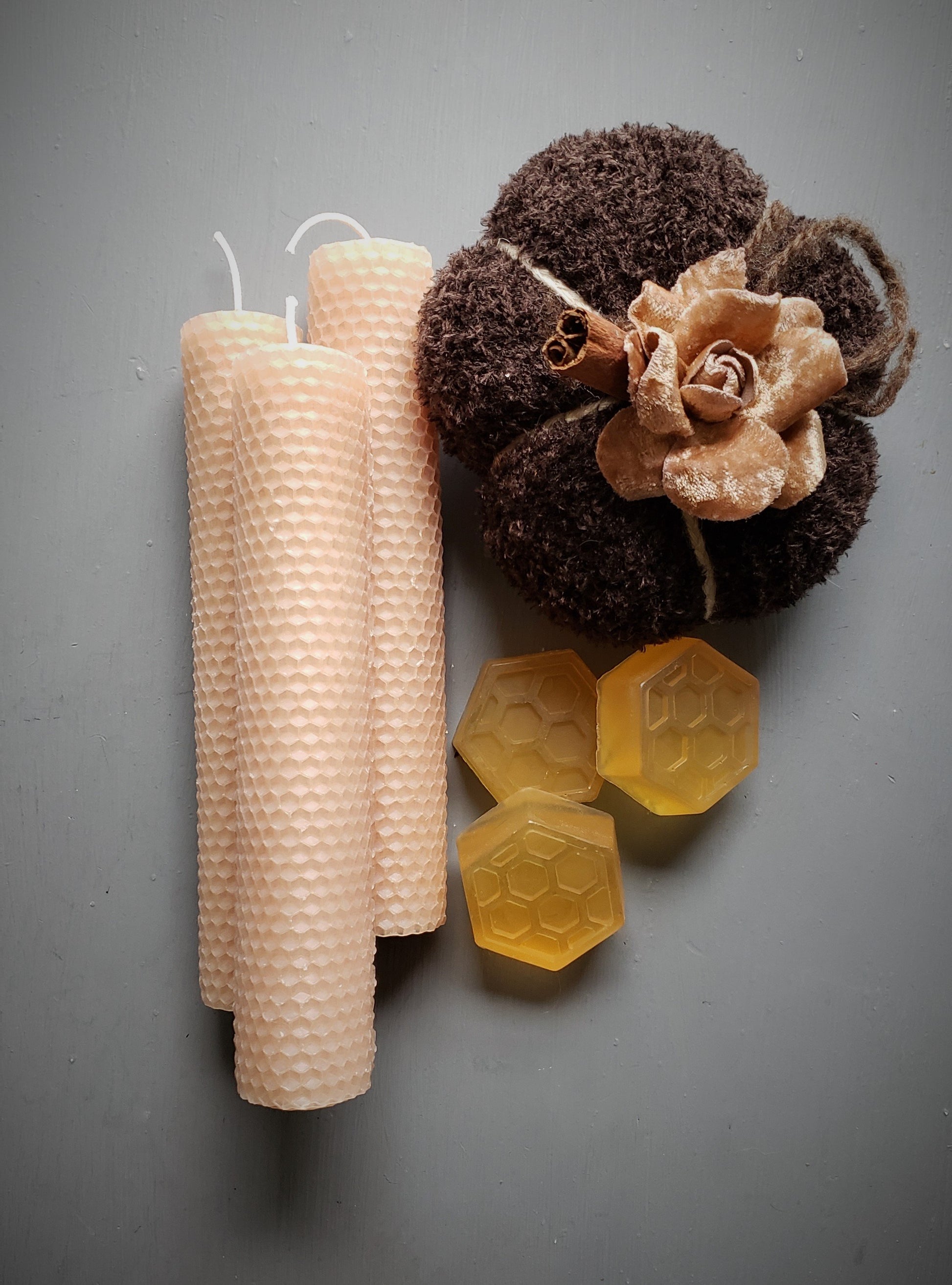 "The Bees Knees" Handmade Beeswax Candle and Honey Soap Set