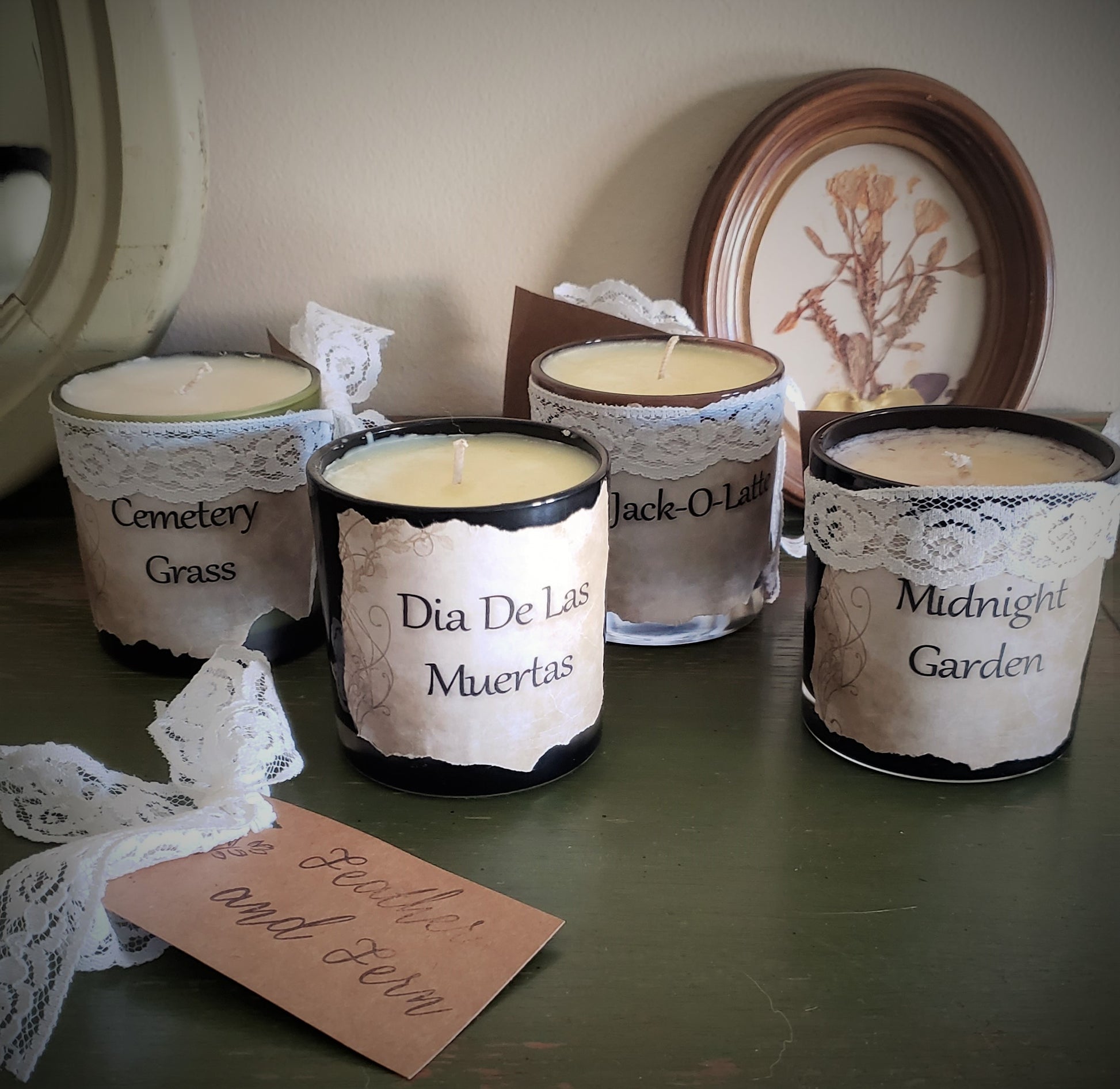 "Jack O Latte" Soy Candle Spiced Espresso and Chocolate With Hand Torn Label