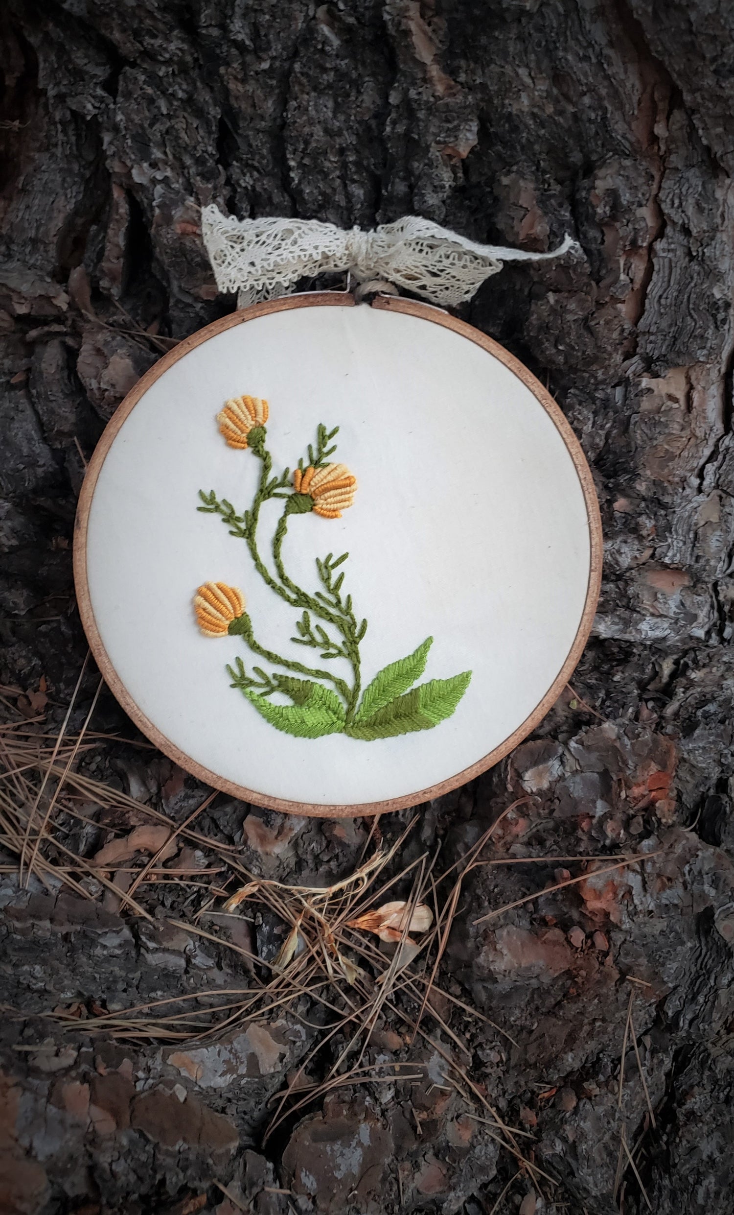 "Dandelions" Hand Embroidered Hoop Art