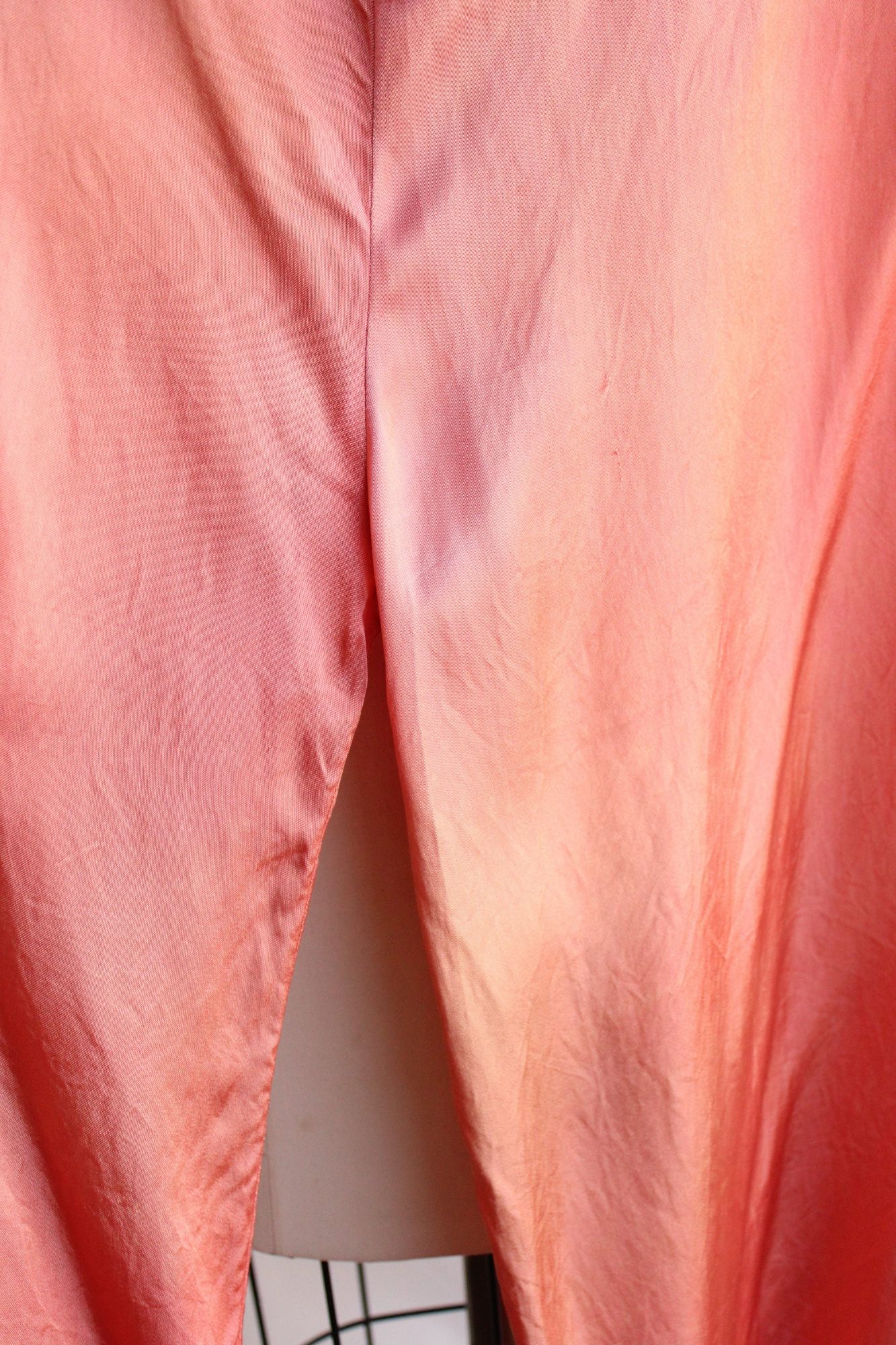 Vintage 1940s Pink Satin Wide Legged Pajama Pants