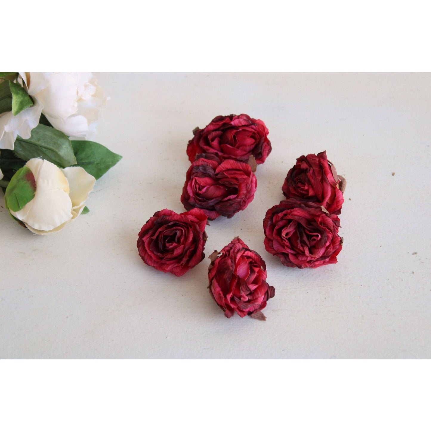 Vintage Silk Rose Flowers, Half Dozen