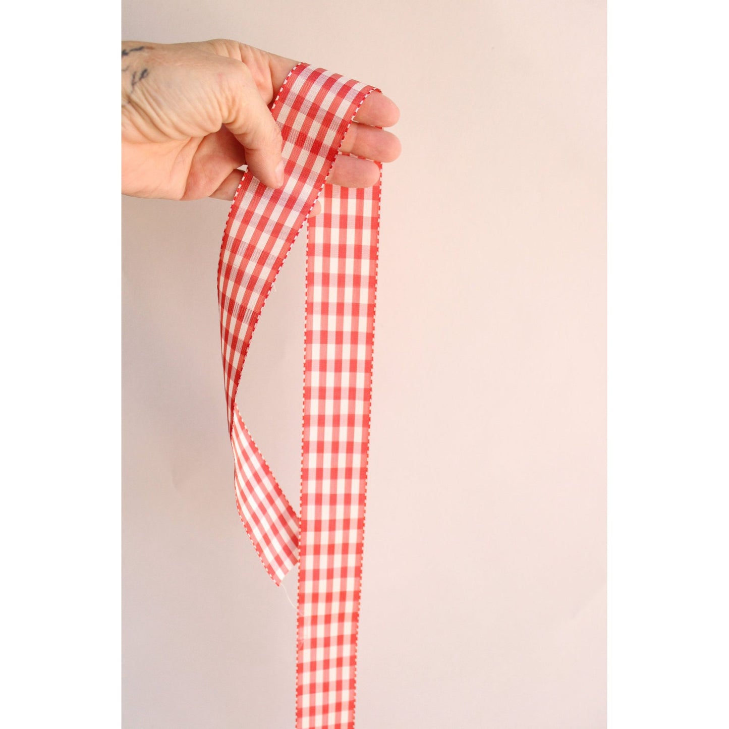 Vintage Red and White Gingham Ribbon Trim 1.5", 2 Yards