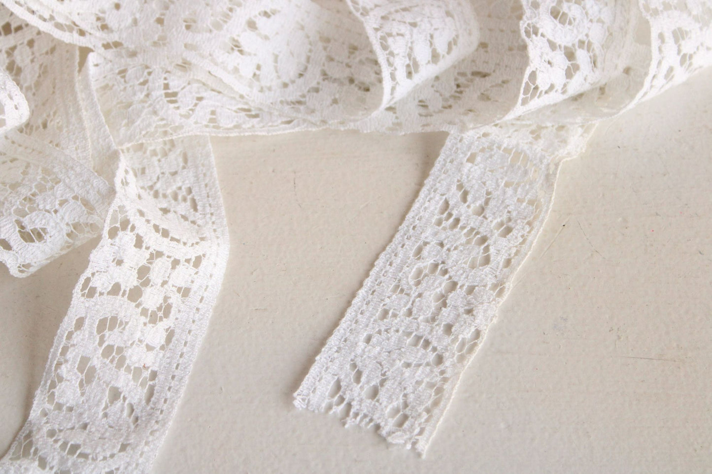 Vintage White Lace Trim 1.75", Paisley and Leaf Pattern, Two Yards