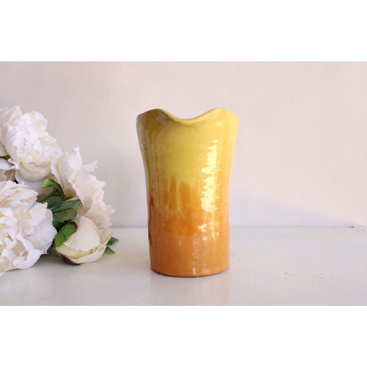 Vintage 1960s Handmade Ombre Yellow Pitcher