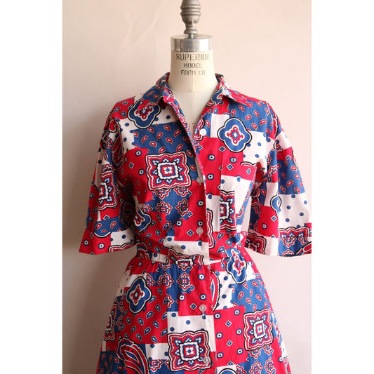 Vintage 1980s Does 1950s Shirtwaist Dress With Pockets