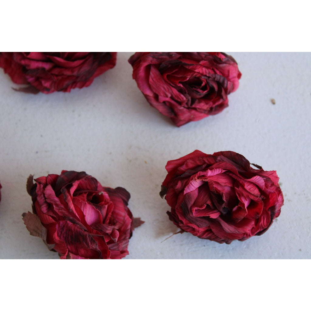 Vintage Silk Rose Flowers, Half Dozen