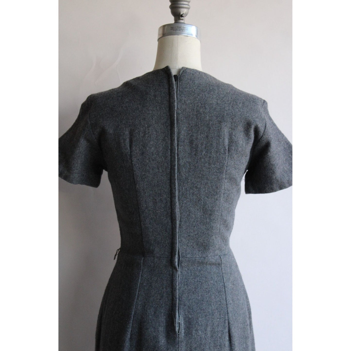 Vintage 1960s Gray Wool Fit and Flare Dress