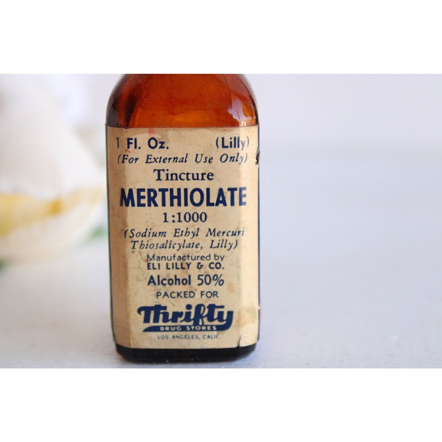 Vintage 1930s 1940s Poison Bottle of Merthiolate Tincture