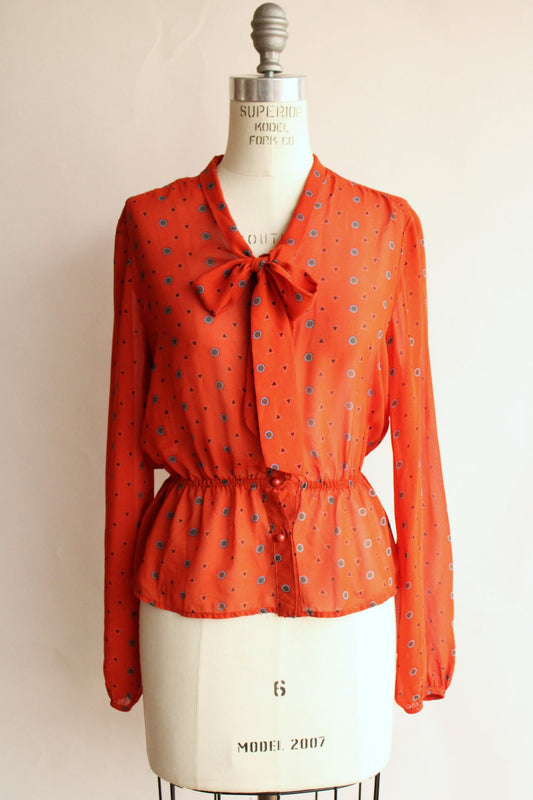 Anthropologie Womens Blouse with a Bow, Size Medium