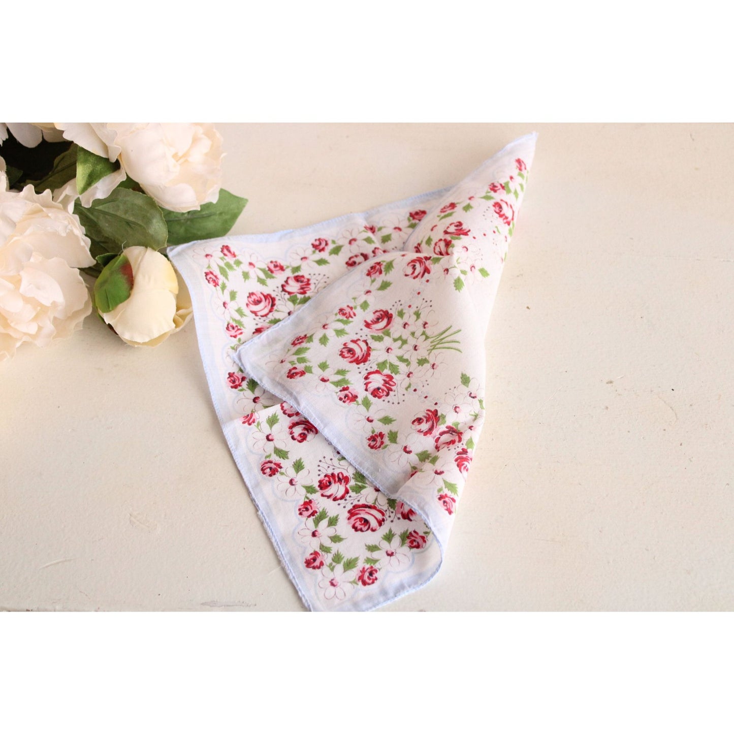 Vintage Floral Print Cotton Handkerchief