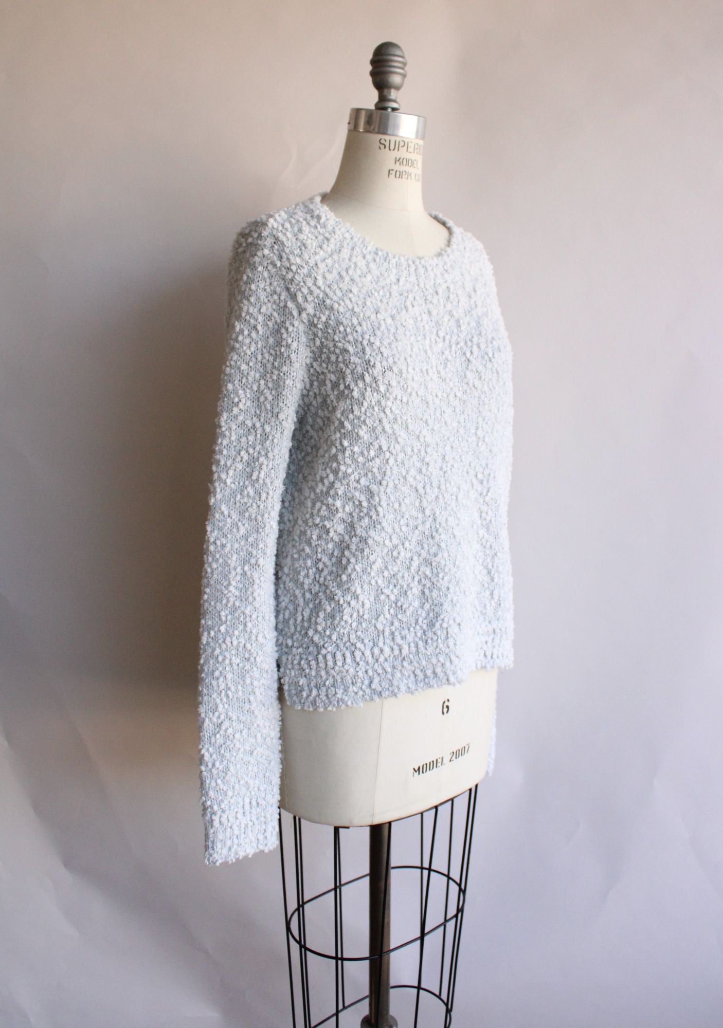 Hollister womens sweater, size medium, white and gray, metallic threads