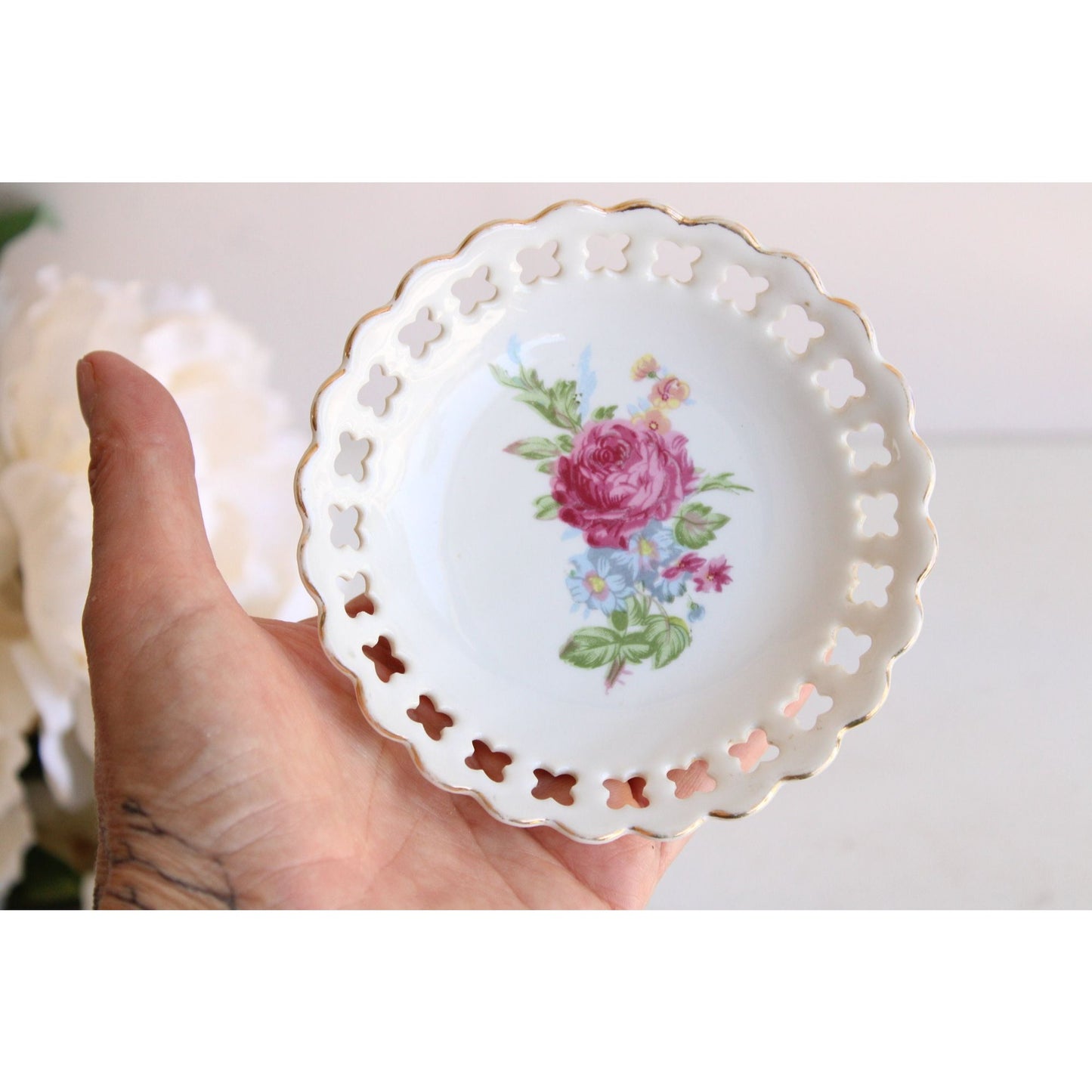 Vintage 1940s Japanese Hand Painted Small Trinket Bowl
