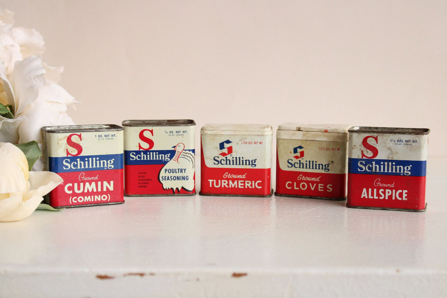 Vintage 1950s 1960s Spice Tins by Schilling