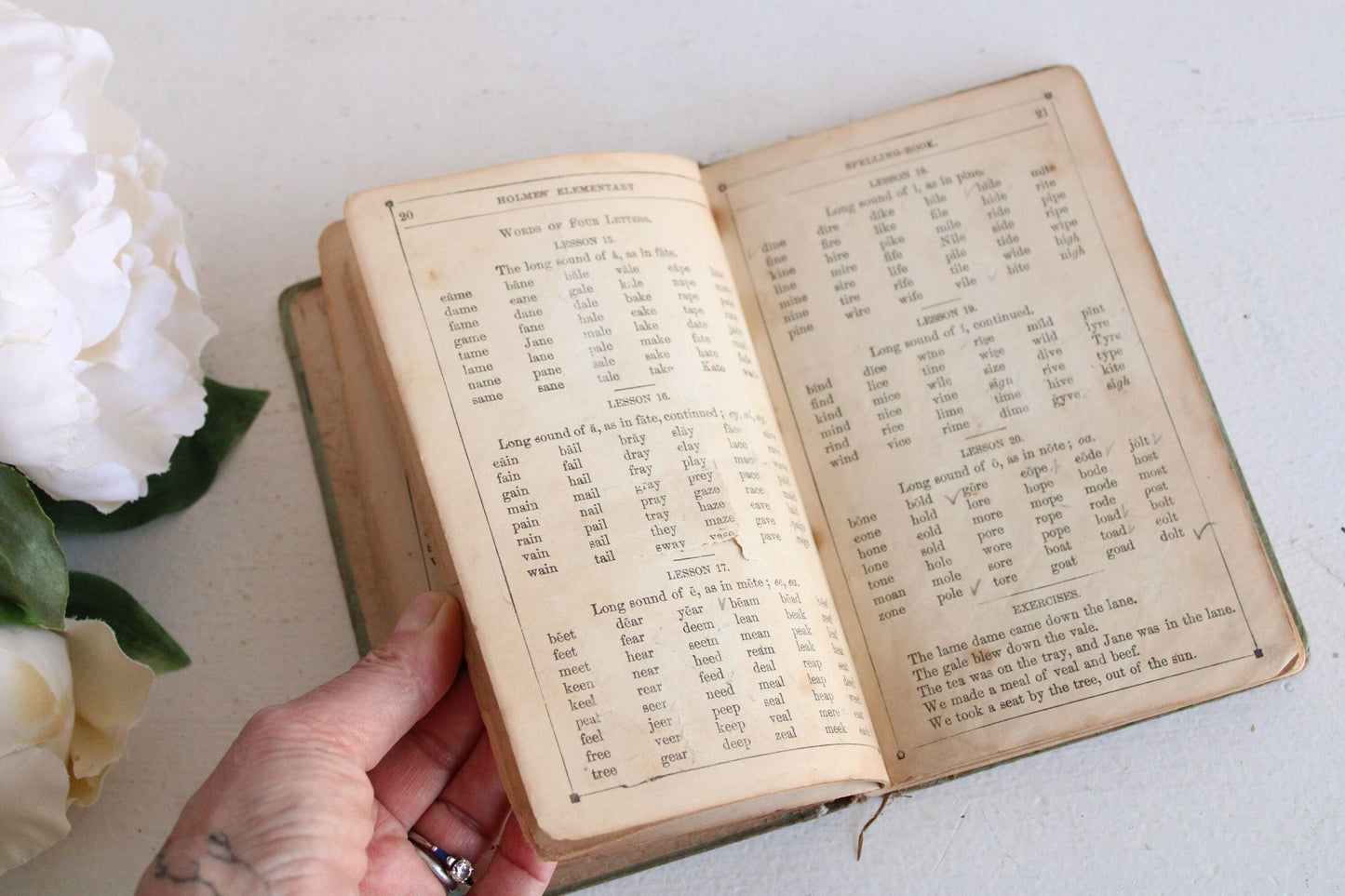 Vintage 1910s Book, "Holmes Elementary Spelling Book For Schools and Families"