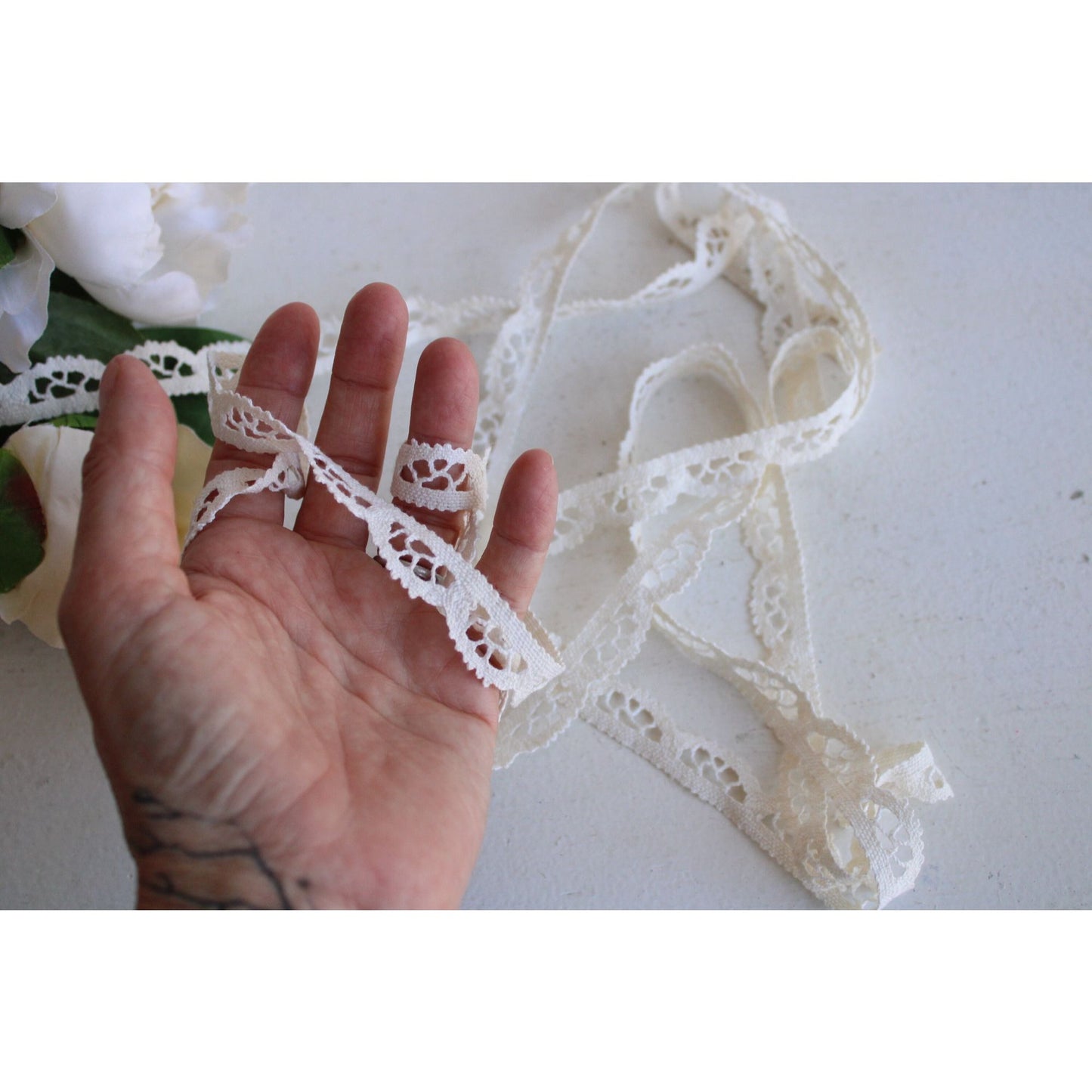 Vintage Ivory Crochet Lace Trim, 5/8" Two Yards