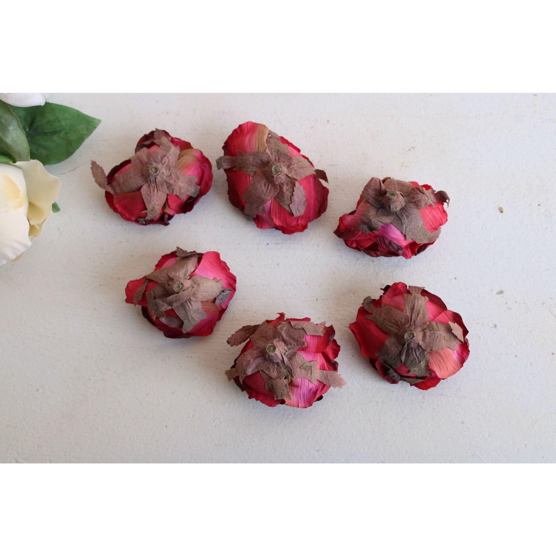 Vintage Silk Rose Flowers, Half Dozen