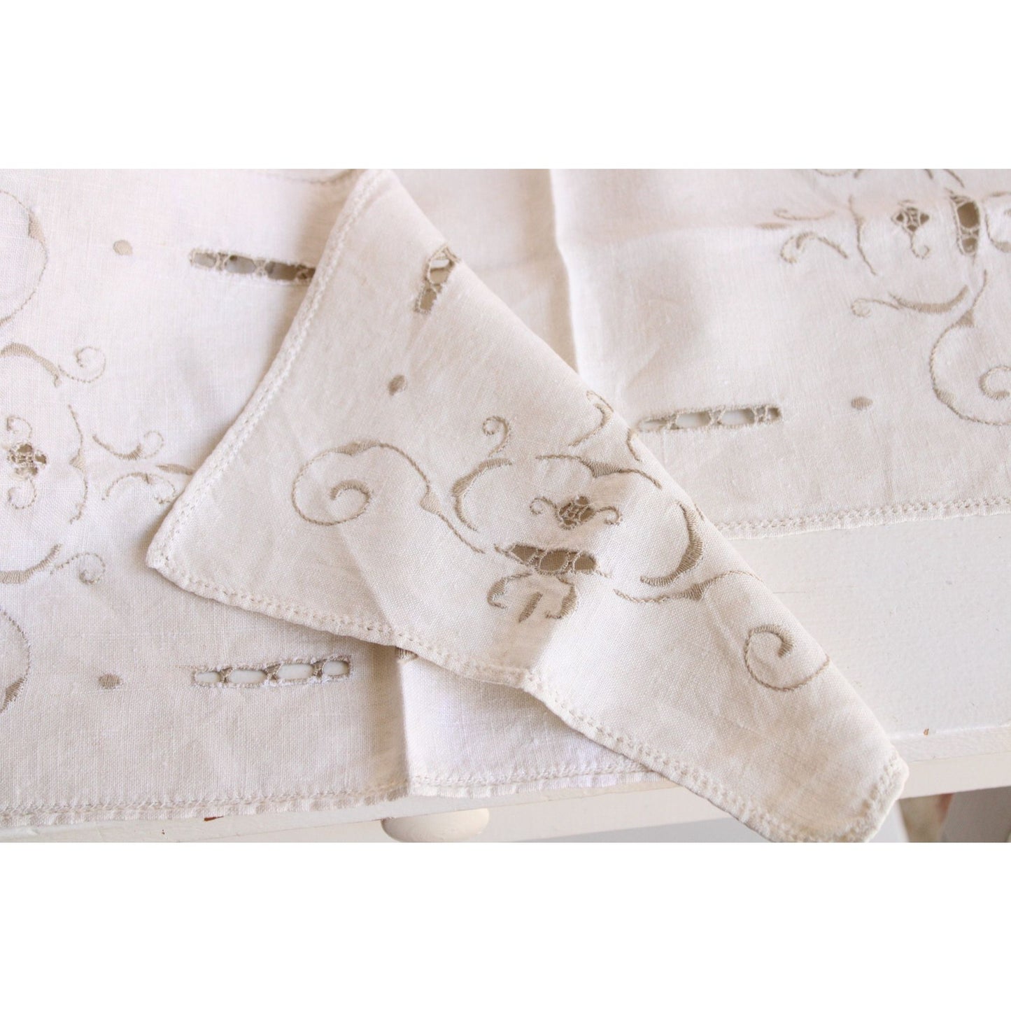 Vintage Set of Three 1930s Embroidered Linen Placemats