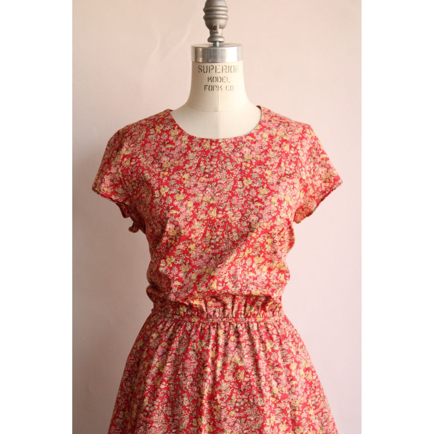Vintage 1990's Extra Large Orvis Red Country Floral Print Dress