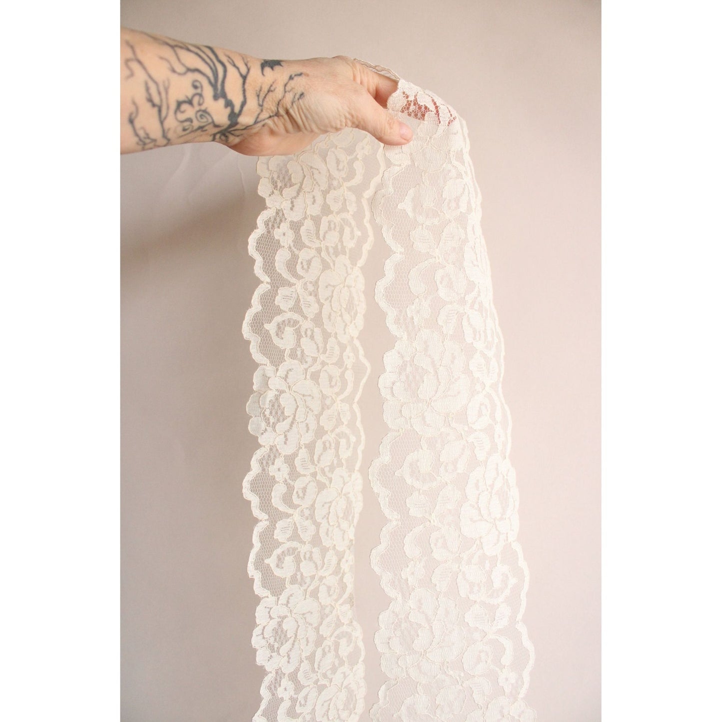 Vintage Lace Trim, Extra Wide Ivory, 2.25 Yards,  5.5" Wide