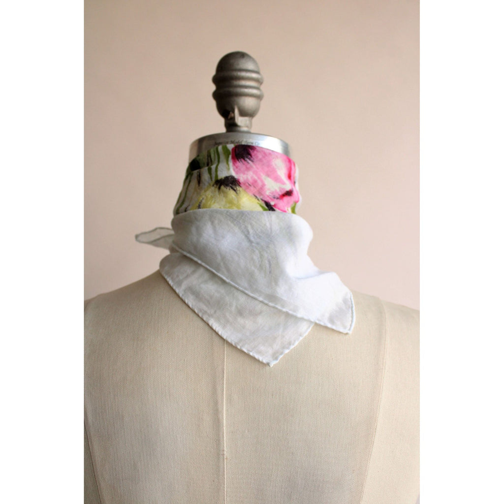 Vintage 1960s Tulip Print Cotton Scarf