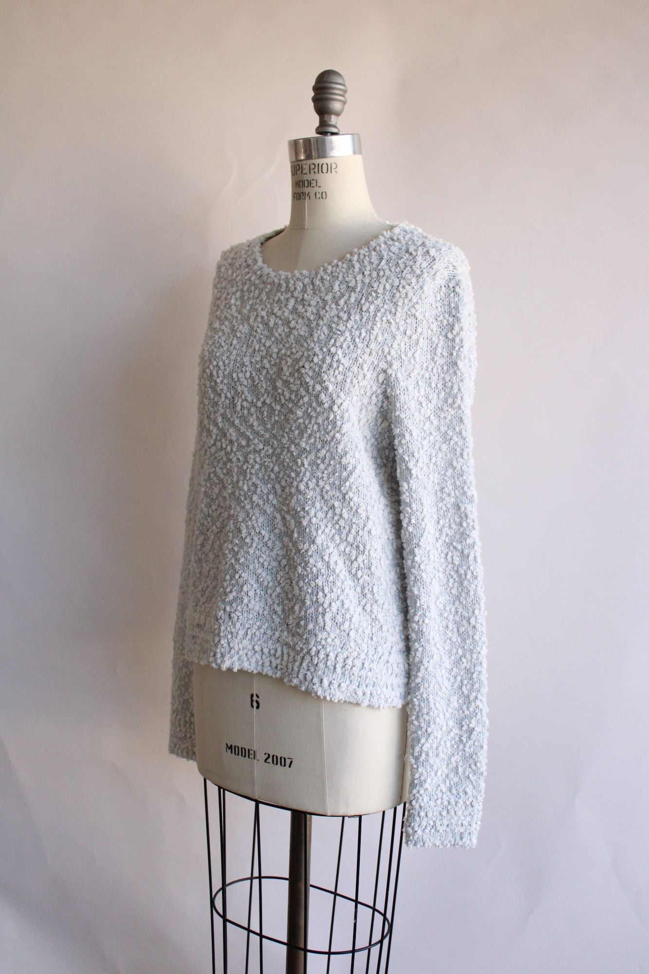 Hollister womens sweater, size medium, white and gray, metallic threads