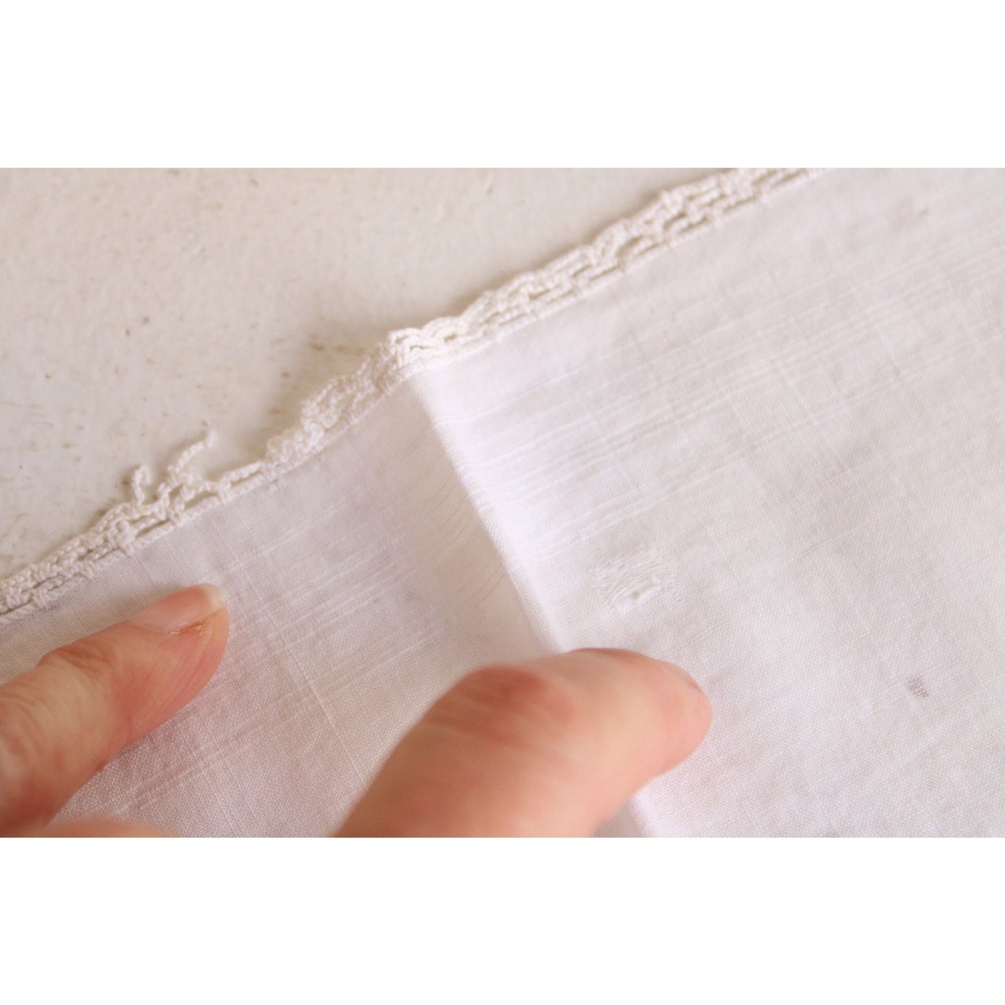 Vintage Handkerchief in White Cotton, Monogrammed with W