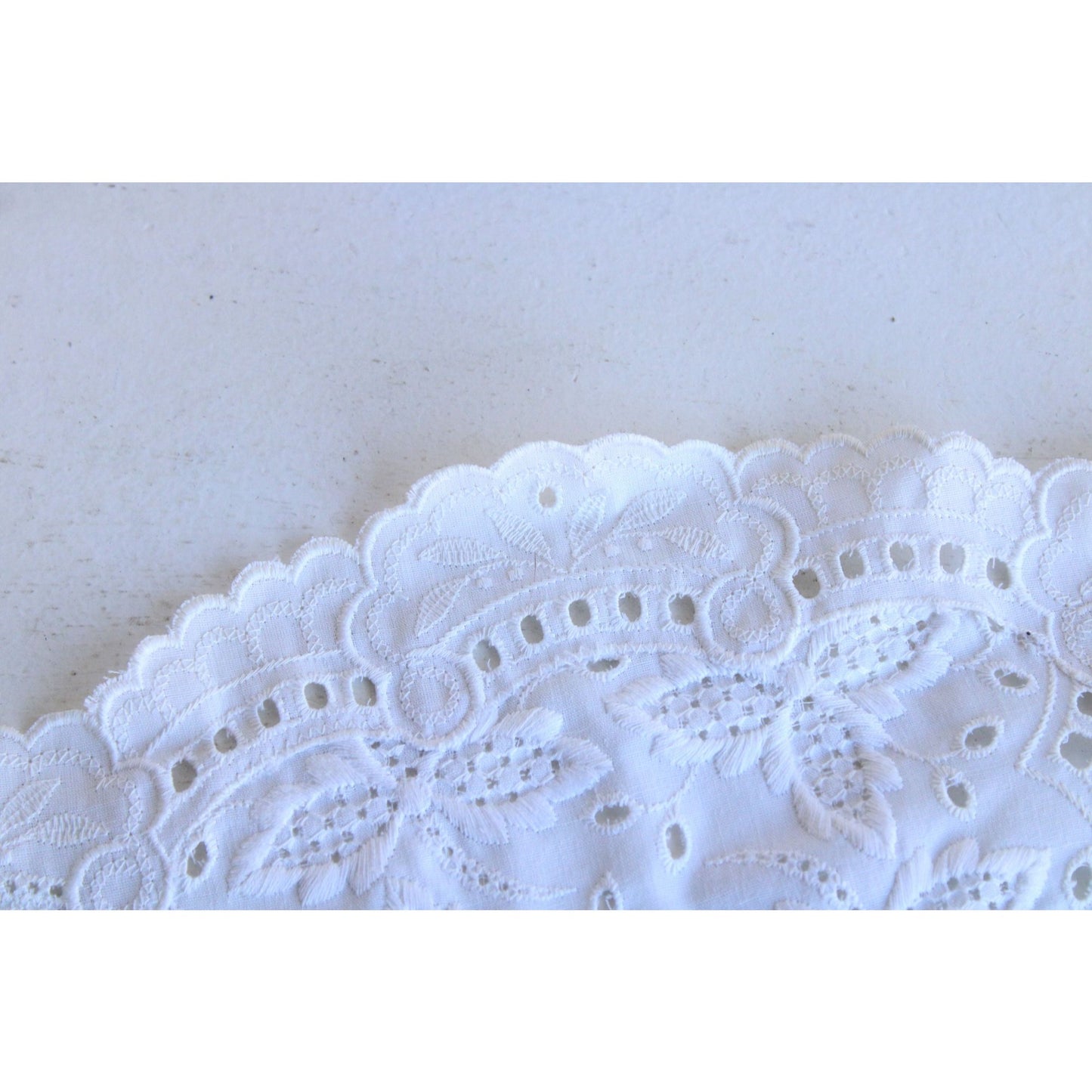 Vintage Embroidered White Cotton Doily