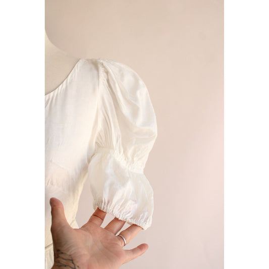 Vintage 1940s White Taffeta Full Length Gown