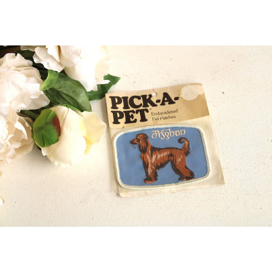 Vintage 1980s Patch / Afghan Dog Pick A Pet Sew On Patching  Old Stock / Original Packaging