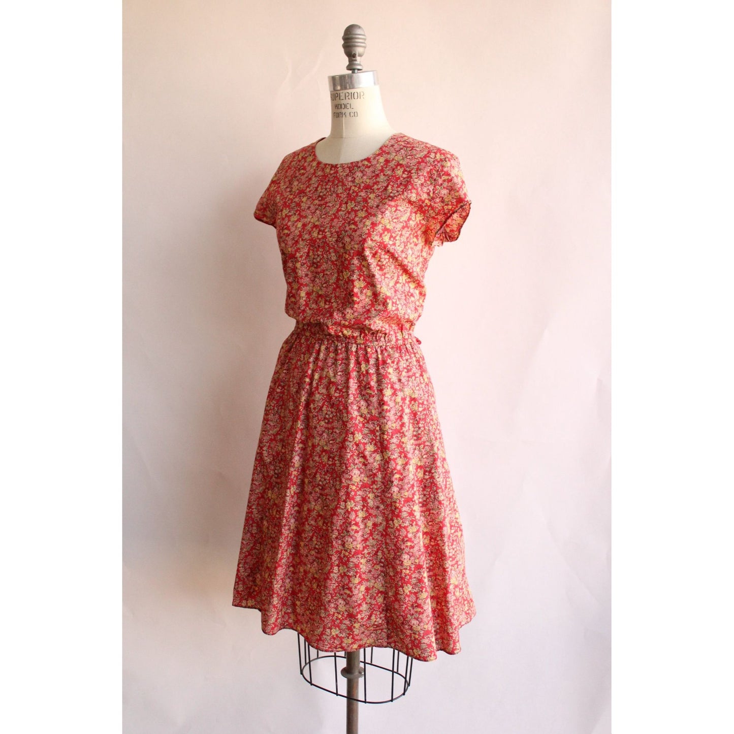 Vintage 1990's Extra Large Orvis Red Country Floral Print Dress