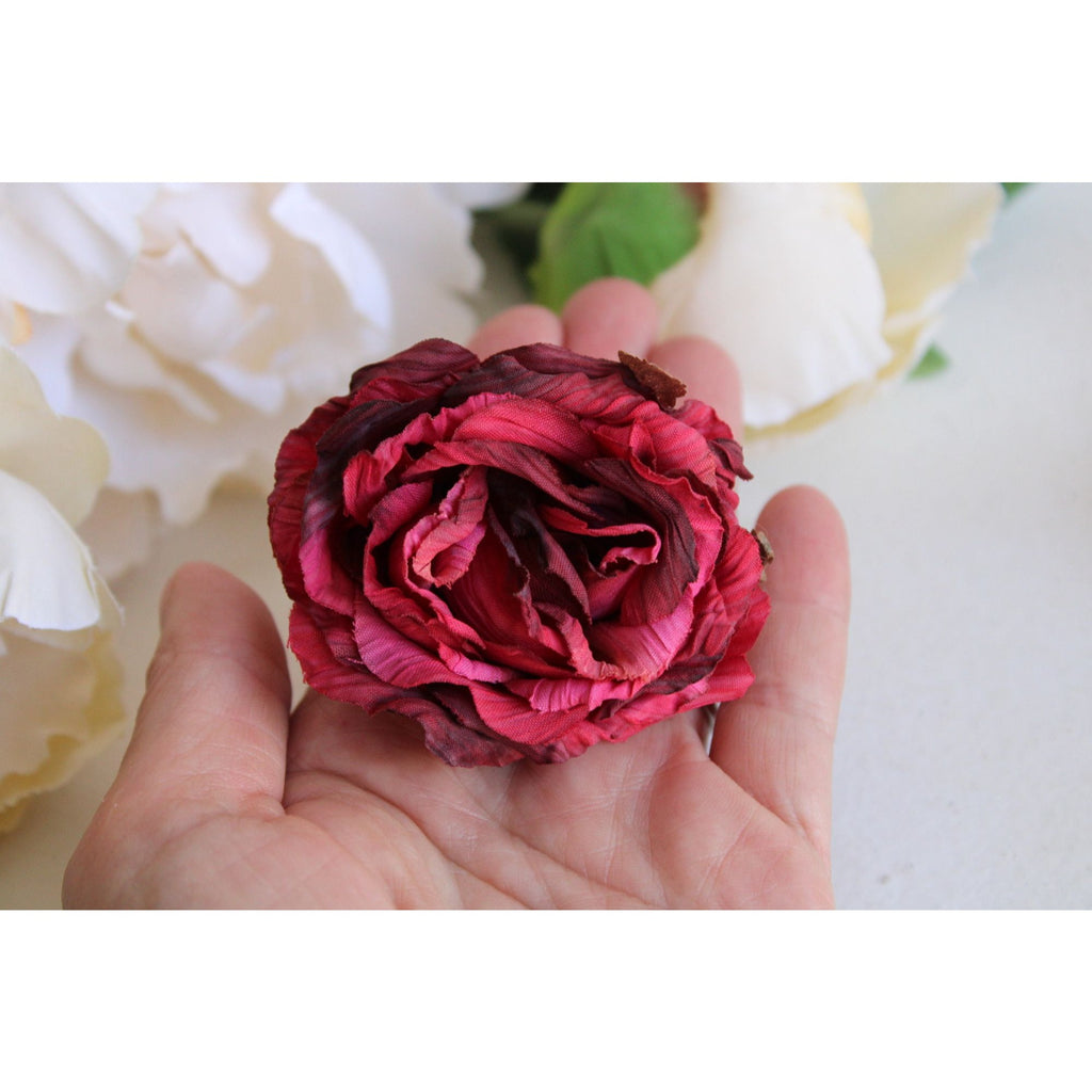 Vintage Silk Rose Flowers, Half Dozen