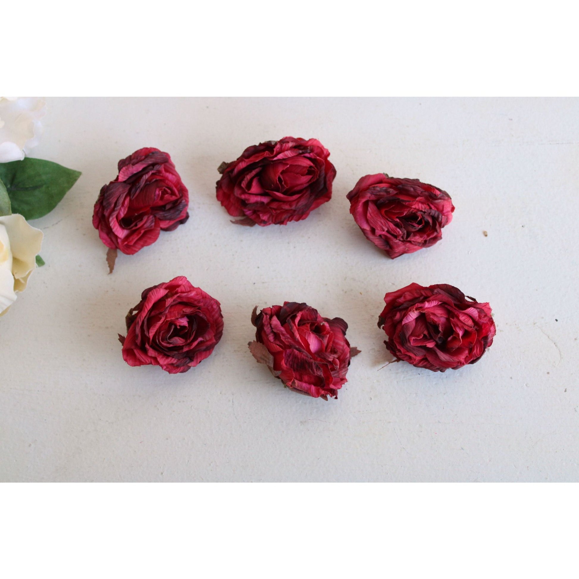 Vintage Silk Rose Flowers, Half Dozen