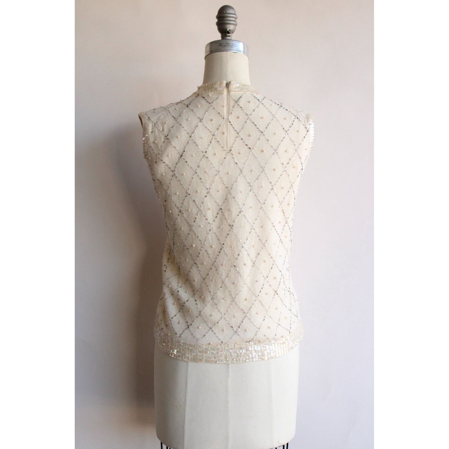 Vintage 1960s Neiman Marcus Beaded Sweater Vest In a Wool/Angora Blend