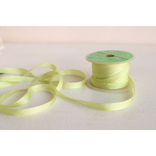Silk Ribbon in Apple Green 7mm Narrow Trim / 1/4" Wide, Five Yards
