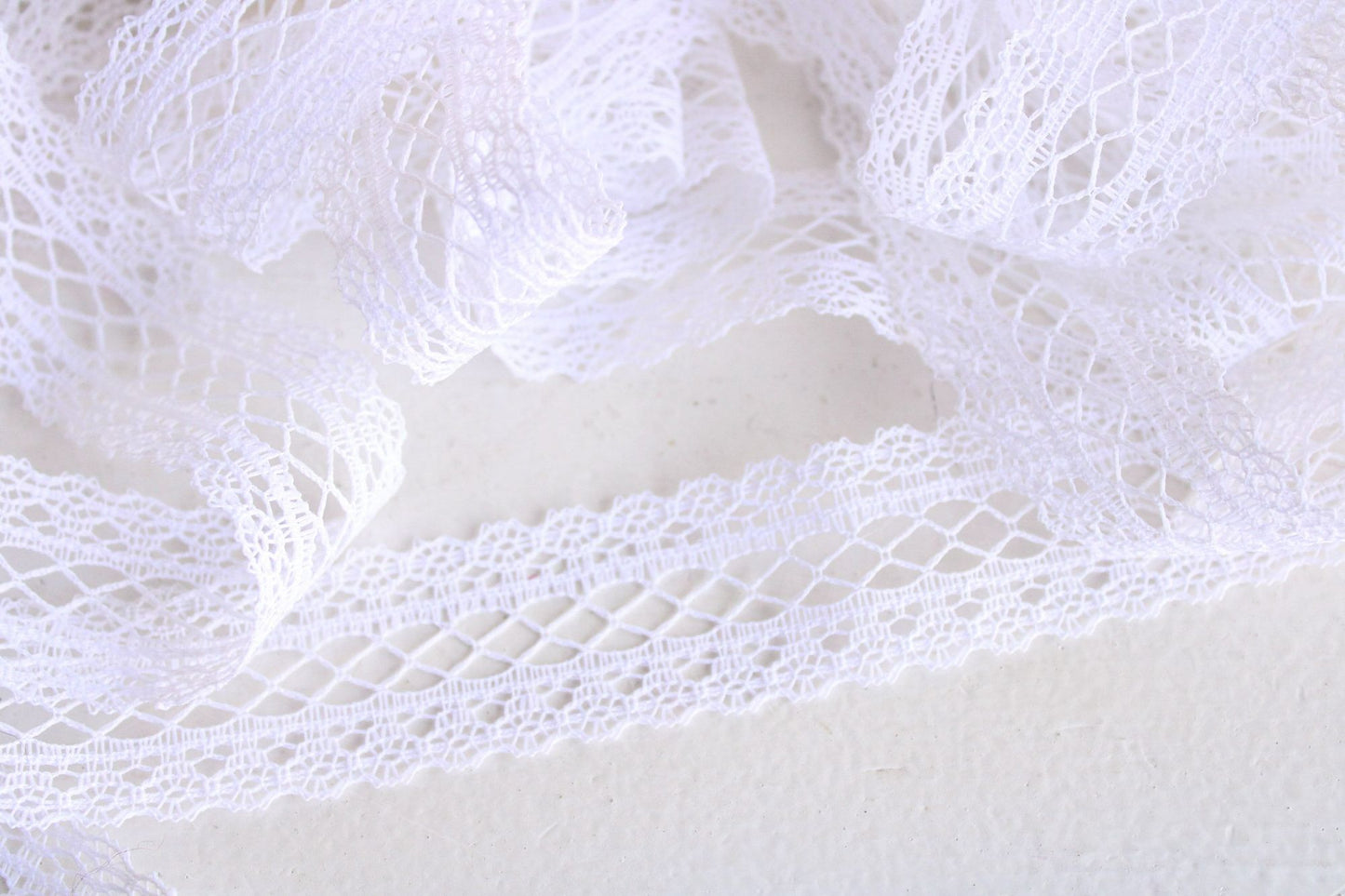 Vintage White Lace Trim With A Lattice Pattern, 1.25" Wide 2 Yards