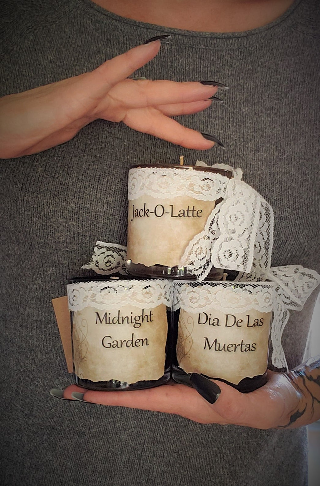 "Jack O Latte" Soy Candle Spiced Espresso and Chocolate With Hand Torn Label
