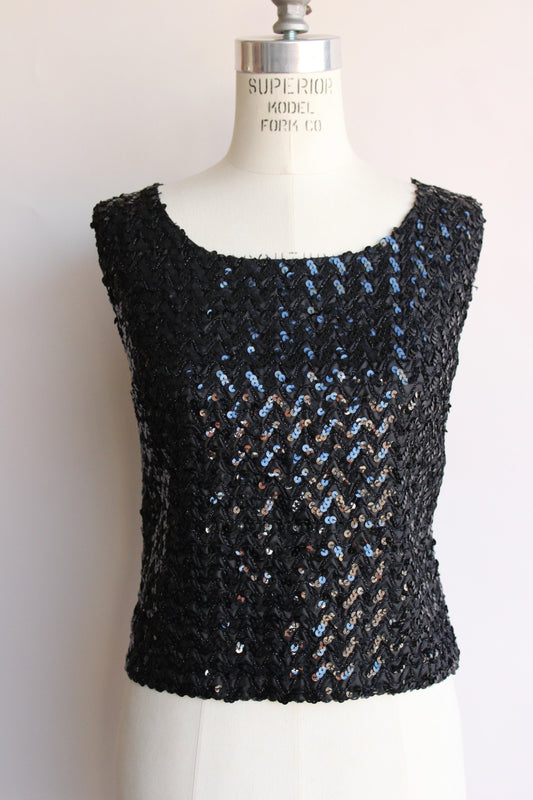 Vintage 1960s Sequined and Beaded Cocktail Top