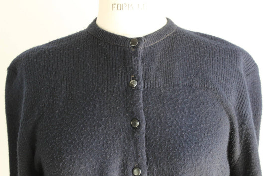 Vintage 1940s Black Ribbed Cardigan Sweater-The Black Velvet Emporium-1940s,40s,button front,cardigan,classic,fashion,ribbed,style,sweater,Vintage,Vintage Clothing