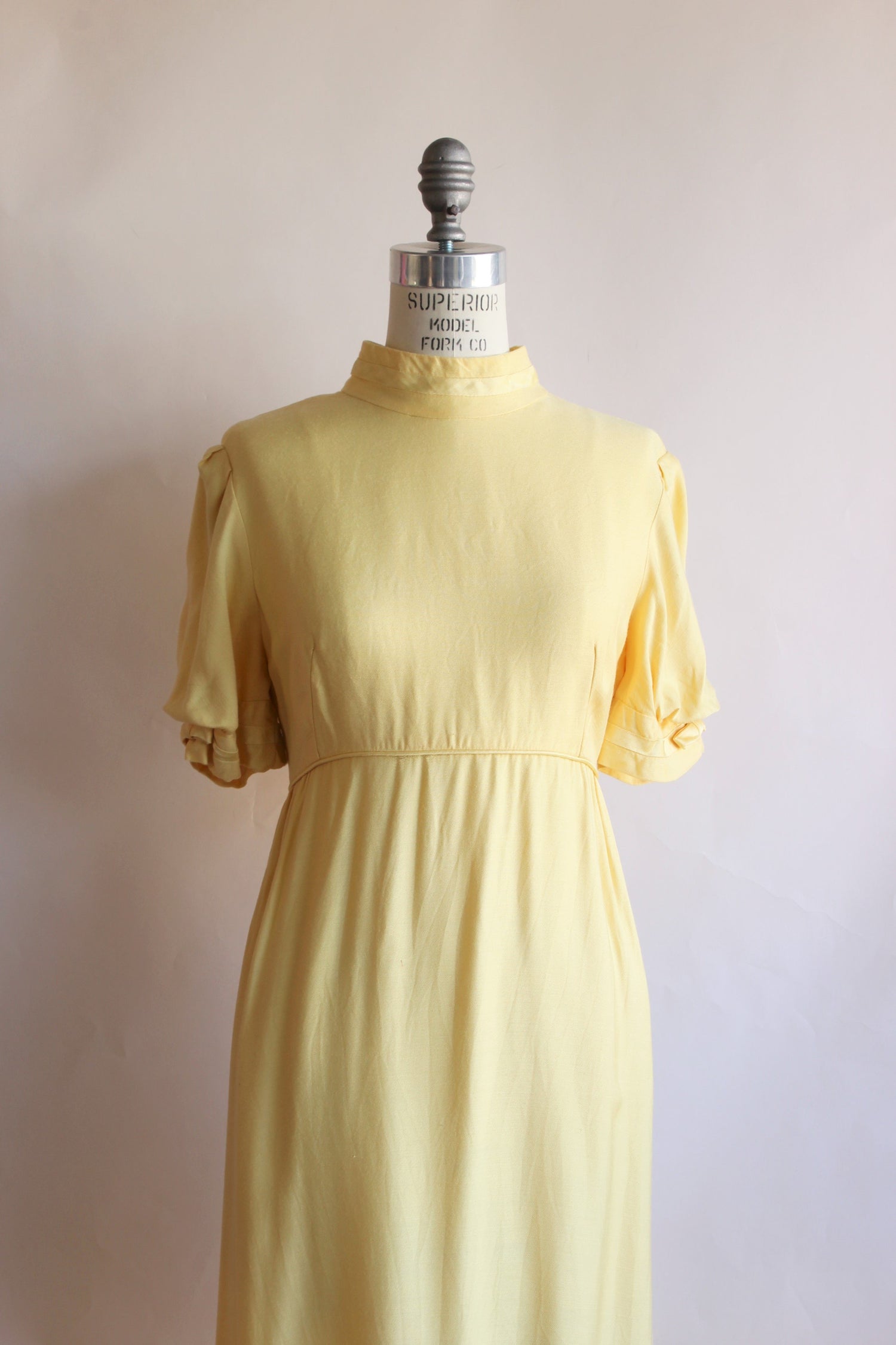 Vintage 1960s Emma Domb Yellow Regency Style Dress