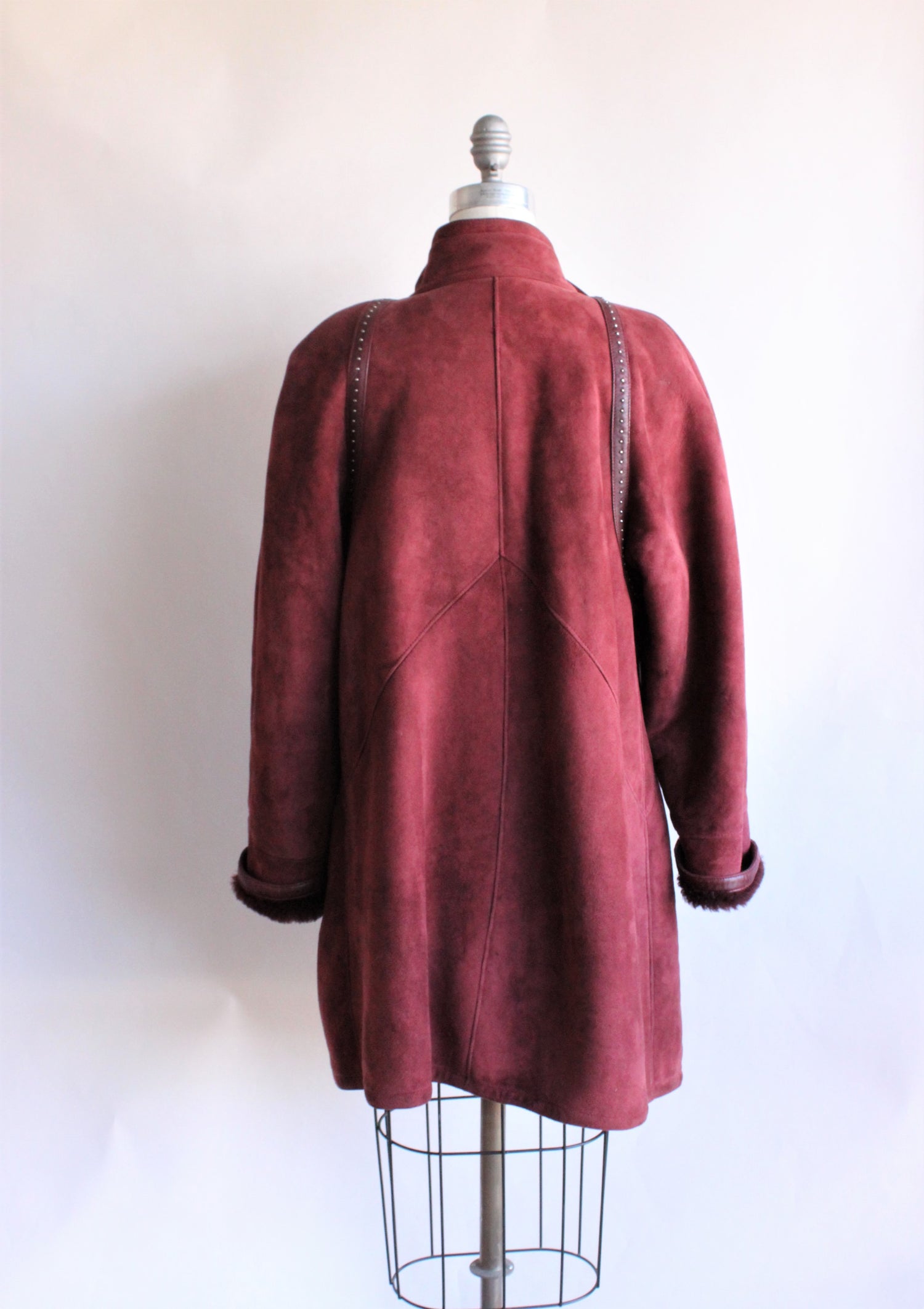 Vintage 1980s Burgundy Suede Coat