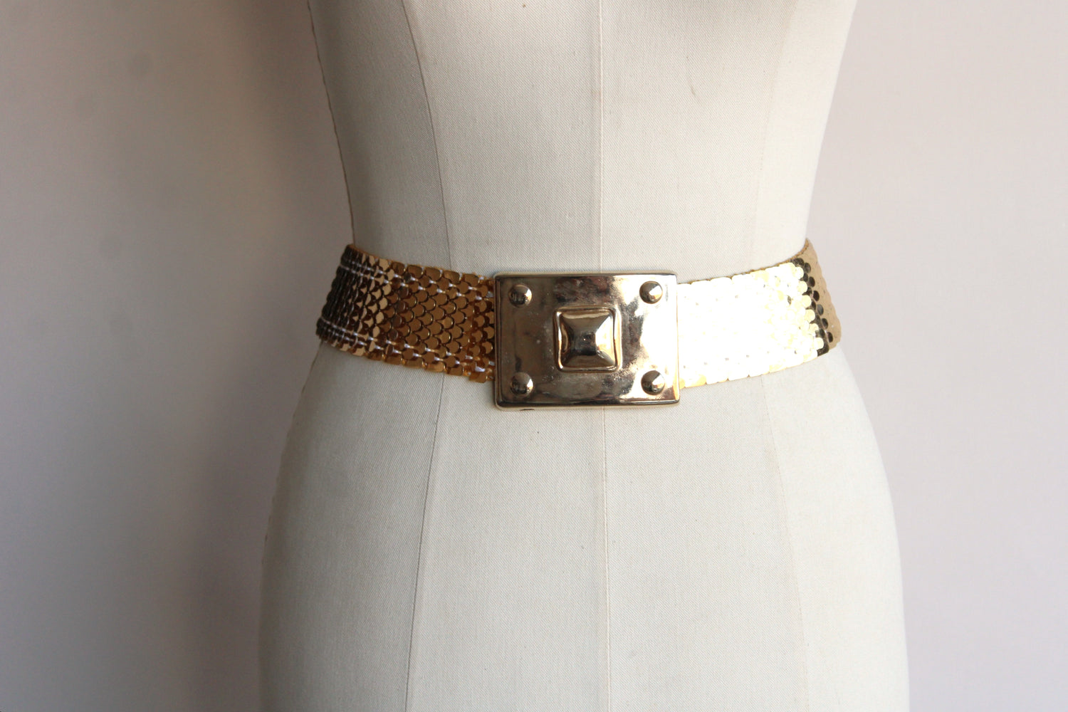Vintage Off White Leather 80s Belt Wide Silver Studed Size M New