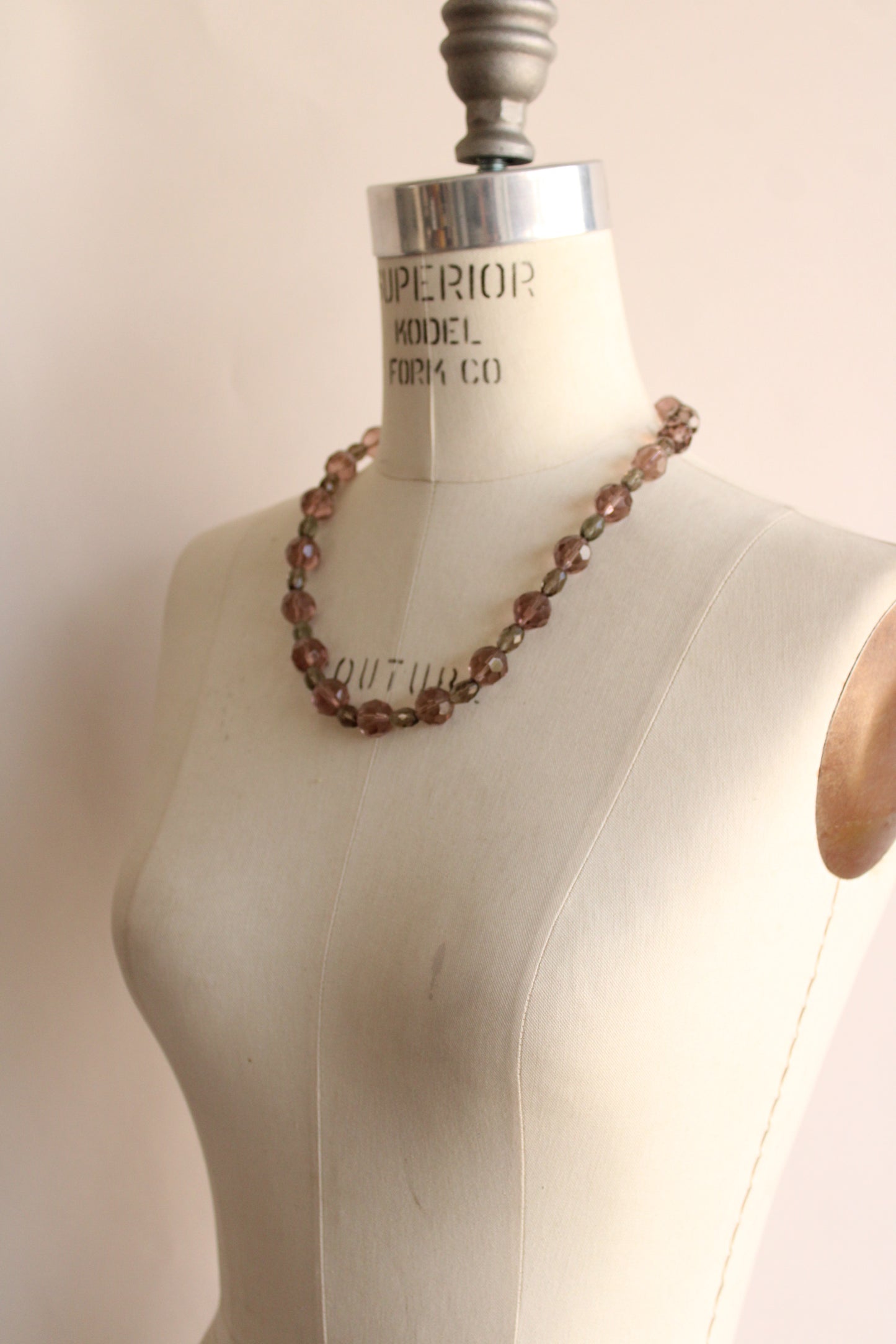 Vintage Glass Bead Necklace, Smoky Brown And Gray