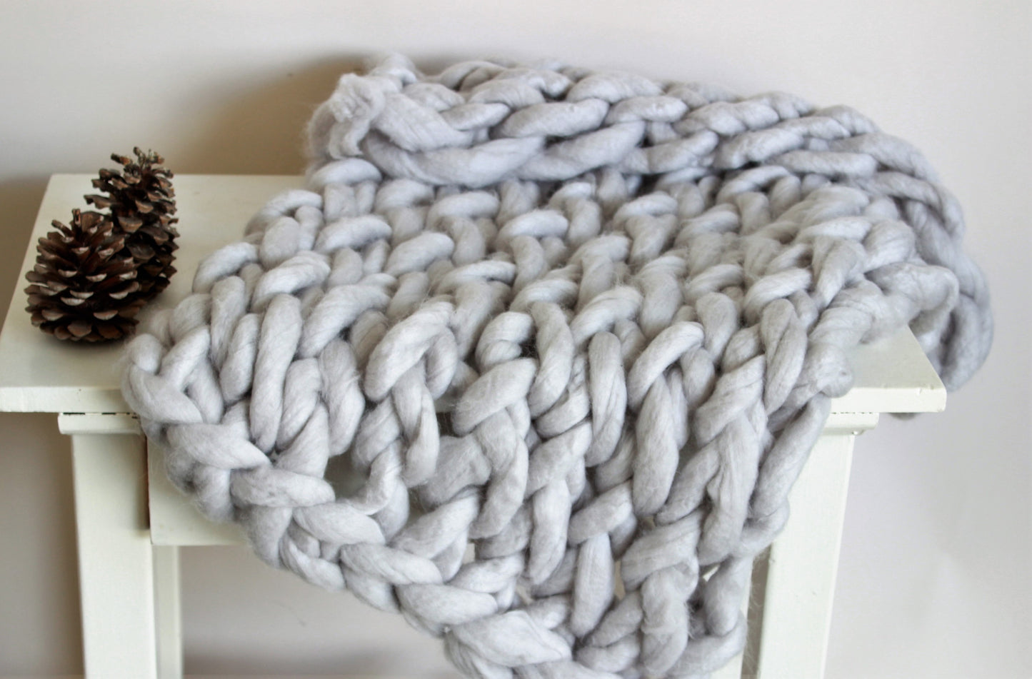 The Gray Pearl Super Chunky Knit Chair Cover