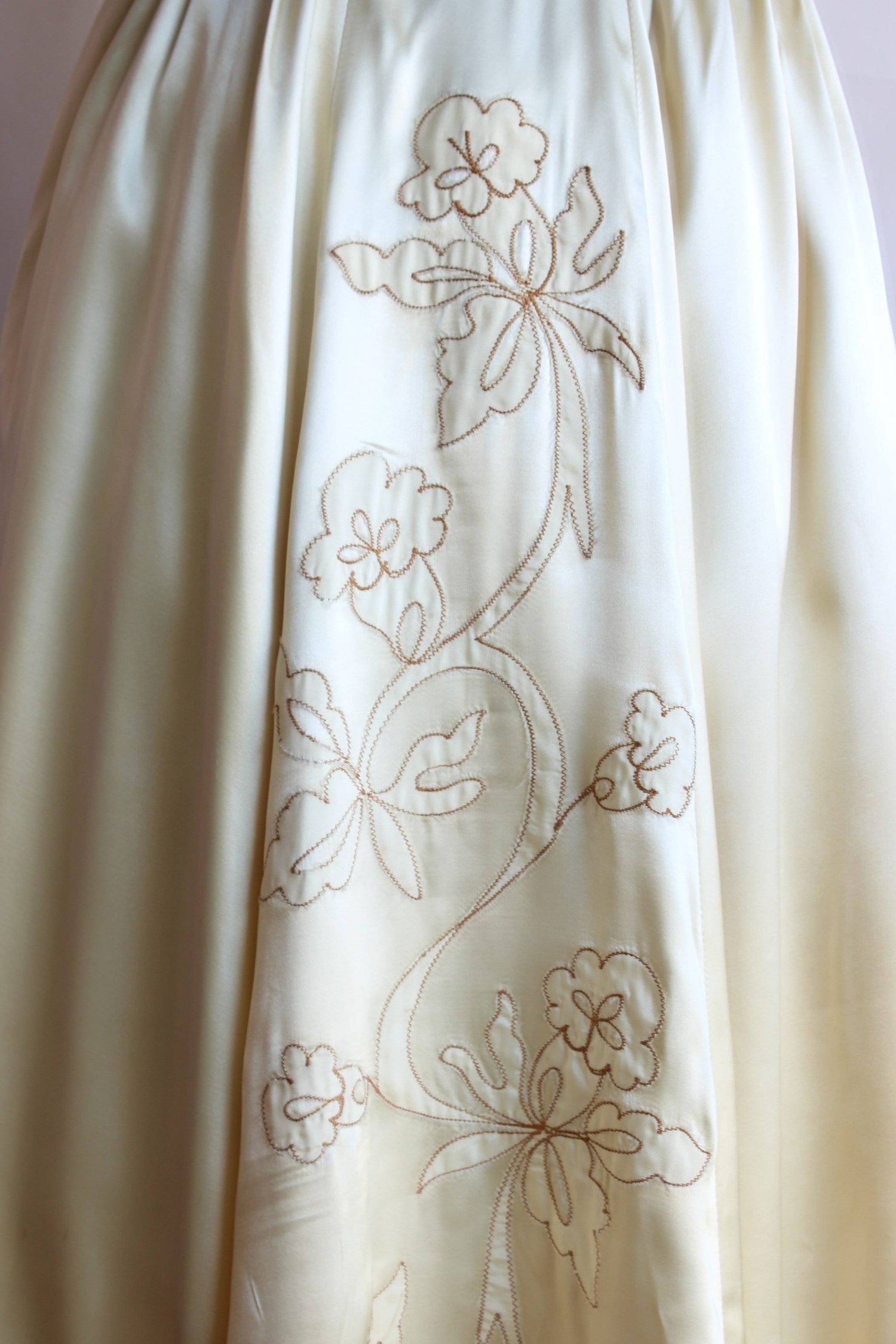 Vintage 1940s Ivory Satin Wedding Gown-Toadstool Farm Vintage-1940s,40s,bridal,bride,champagne,dress,gown,satin,Vintage,Vintage Clothing,wedding,weddinggown