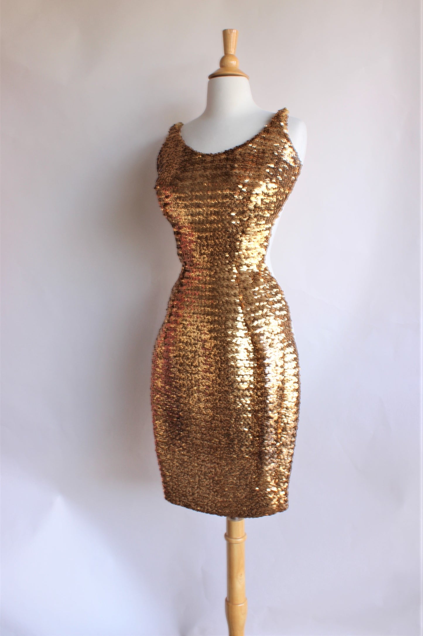 Vintage 1950s Gold Sequin Wiggle Dress