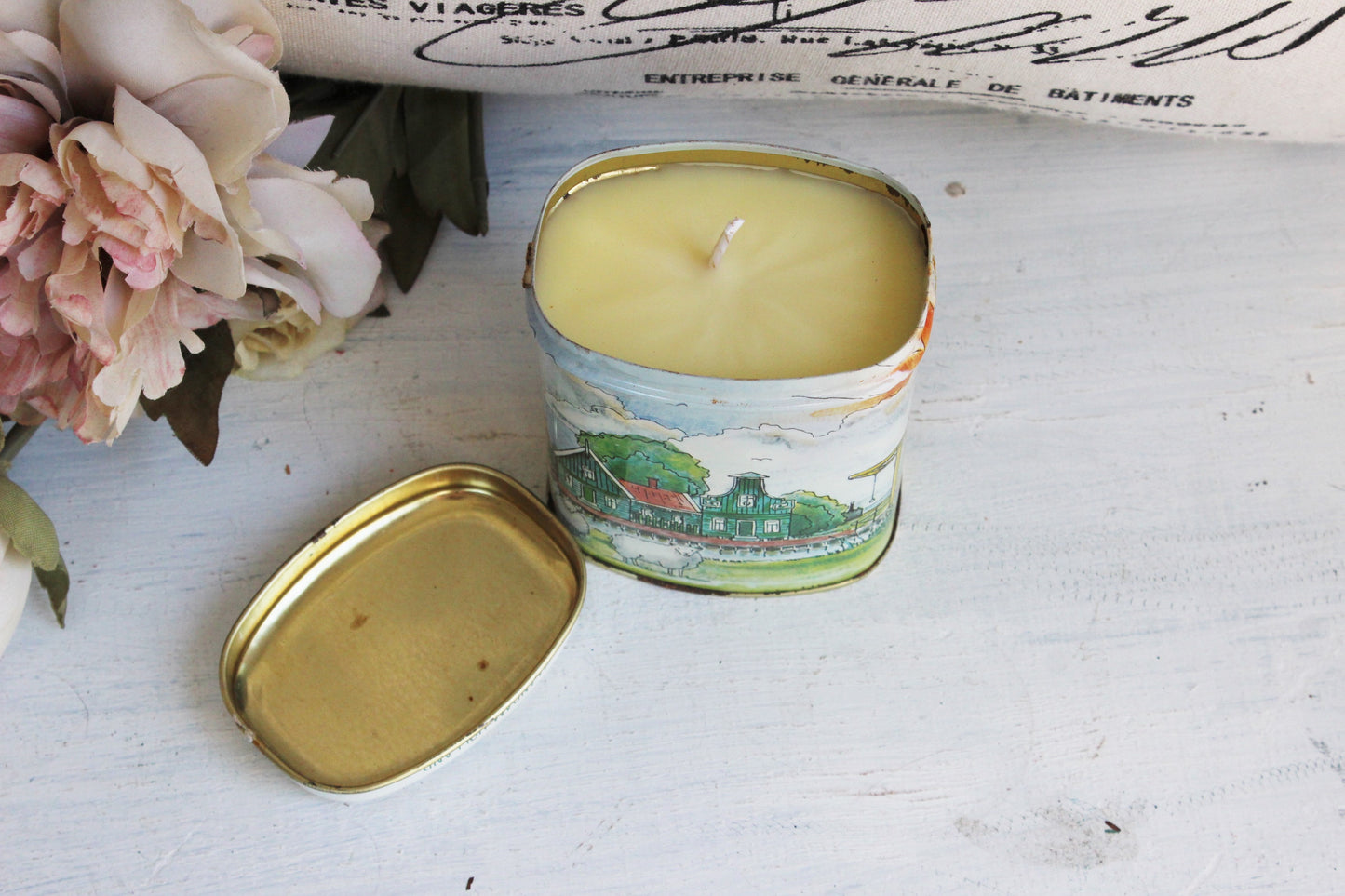 Handmade Soy Wax Candle in a Vintage Tin Container