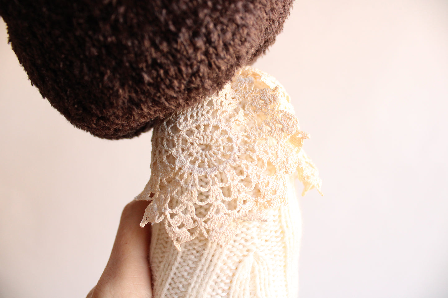 "Victorian Woods" Handcrafted Sweater Toadstool with Vintage Lace