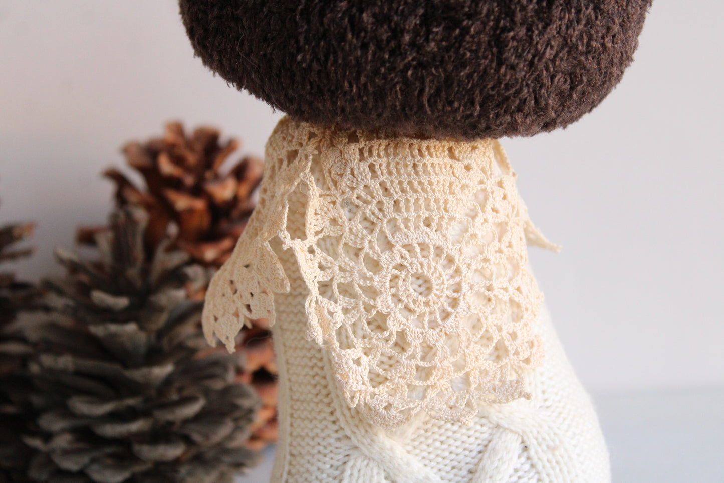 "Victorian Woods" Handcrafted Sweater Toadstool with Vintage Lace