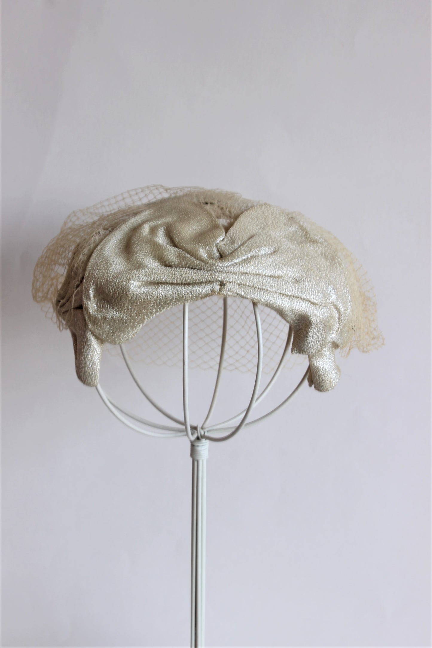Vintage 1950s Gold Lame Curvette Hat with Veil